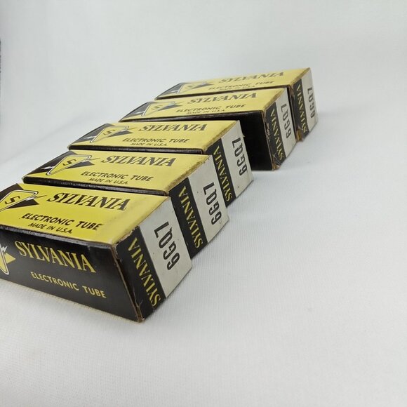 WWII Era Electronic Tube With Box Set Of 5 Sylvania Model 6GQ7 NOS NIB 1940s - Picture 11 of 16